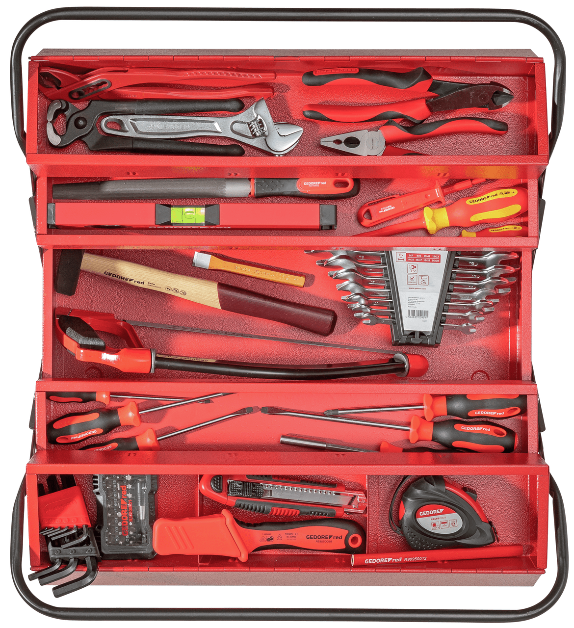 GEDORE red R21600072 - Caja de herramientas con juego BASIC, 72 piezas (3301628) - Ferrotecnia