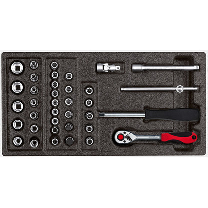 GEDORE red R22150006 - Juego de llaves de vaso 1/4", en módulo CT 2/6, 37 piezas (3301705) - Ferrotecnia