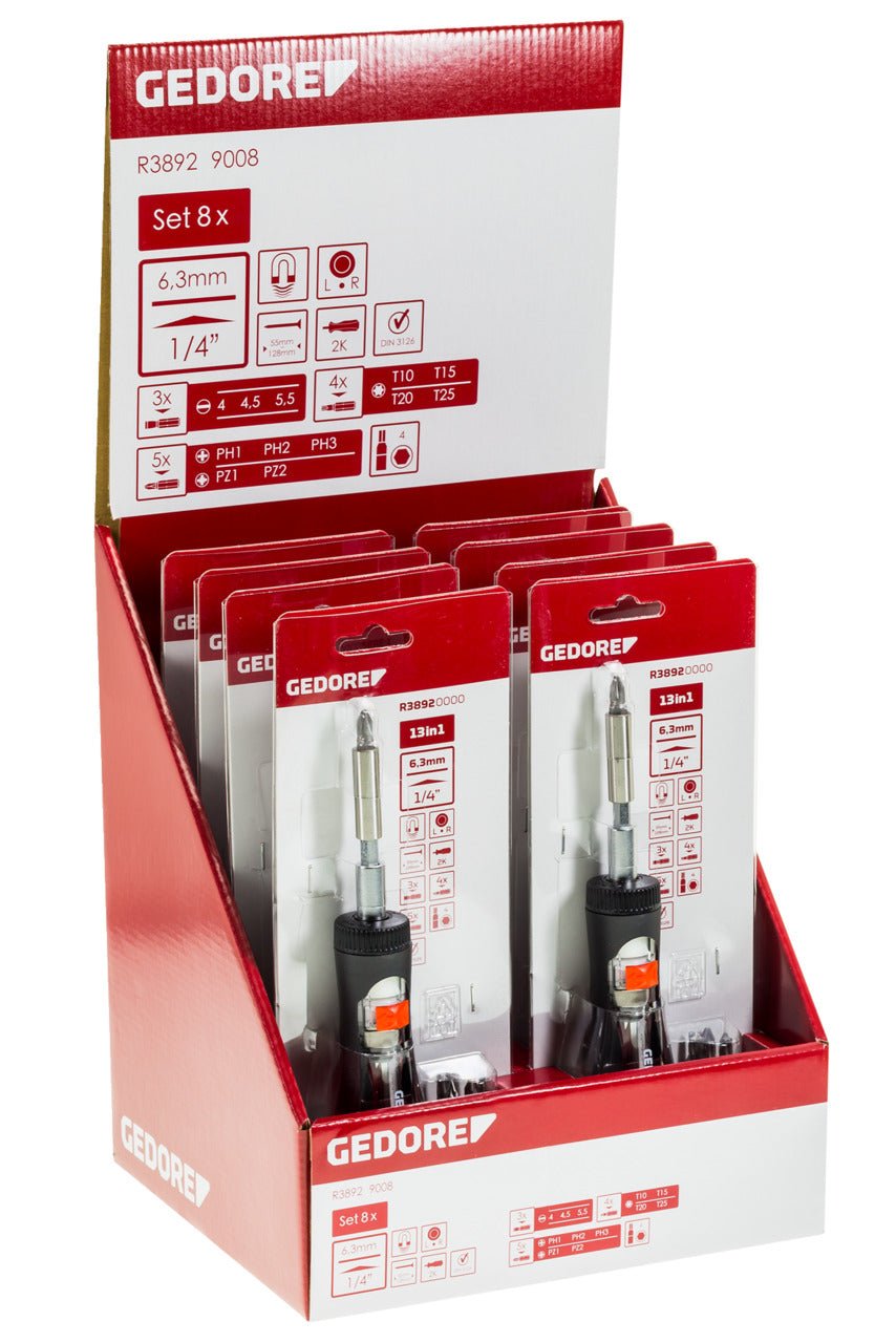 GEDORE red R38929008 - Mostrar 8x tornillo de trinquete dr.bit tlskp. (3301795) - Ferrotecnia