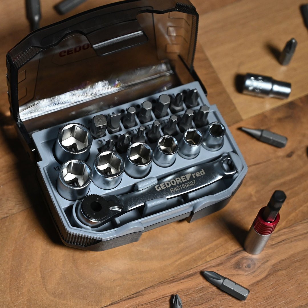 GEDORE red R49005023 - Juego de puntas y vasos 1/4" 6 - 13 mm, 23 piezas (3300026) - Ferrotecnia