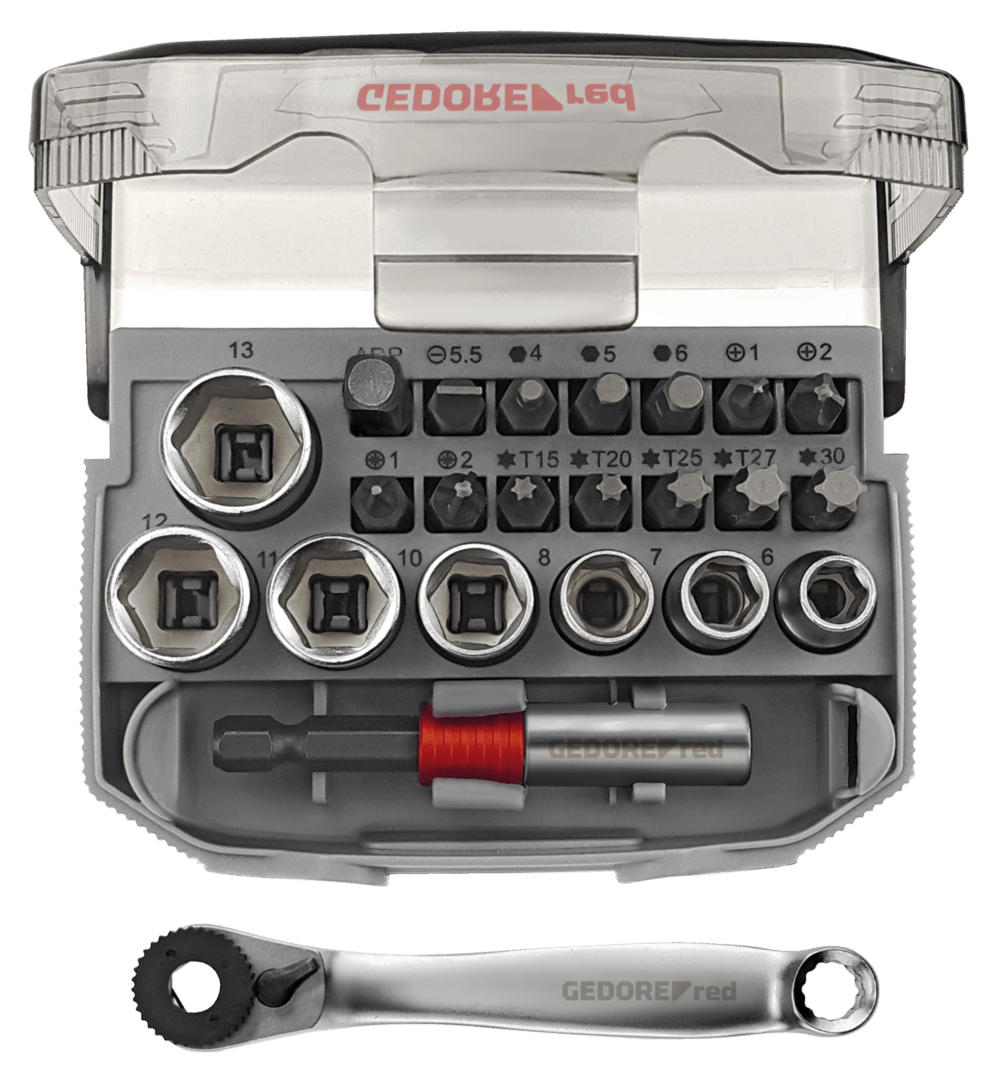 GEDORE red R49005023 - Juego de puntas y vasos 1/4" 6 - 13 mm, 23 piezas (3300026) - Ferrotecnia