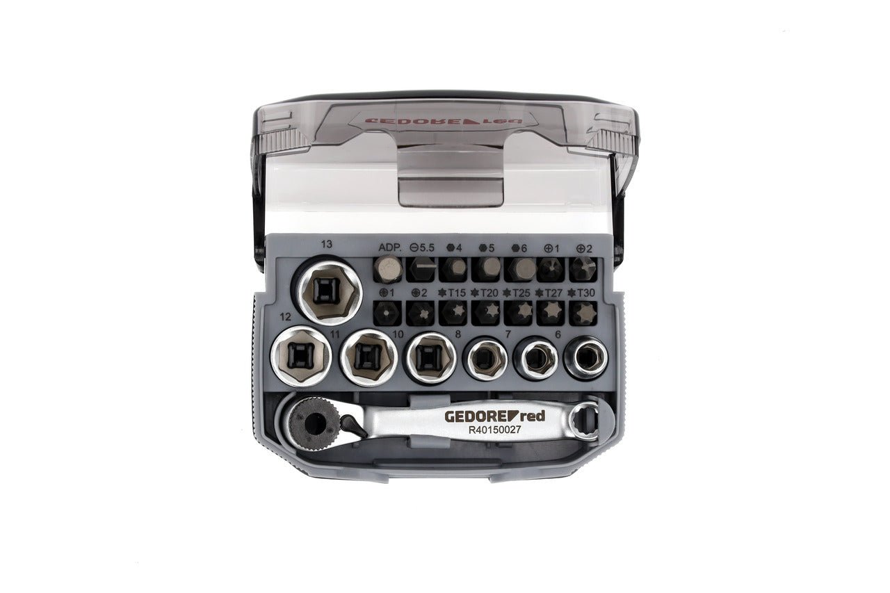 GEDORE red R49005023 - Juego de puntas y vasos 1/4" 6 - 13 mm, 23 piezas (3300026) - Ferrotecnia