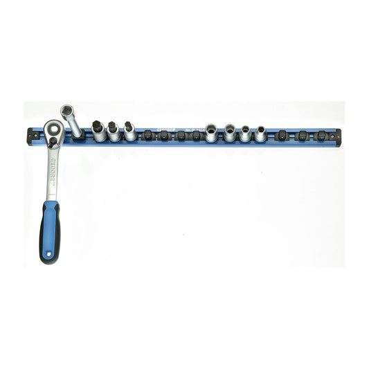 GEDORE SL 1916 - Rail magnético para 14 vasos y 2 accesorios de 1/2", 580 mm - Ferrotecnia