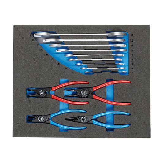 GEDORE TS CT2 - 6 - 8000 - Surtido de alicates de puntas y llaves planas en módulo de espuma Check - Tool de doble cuerpo, 15 piezas - Ferrotecnia