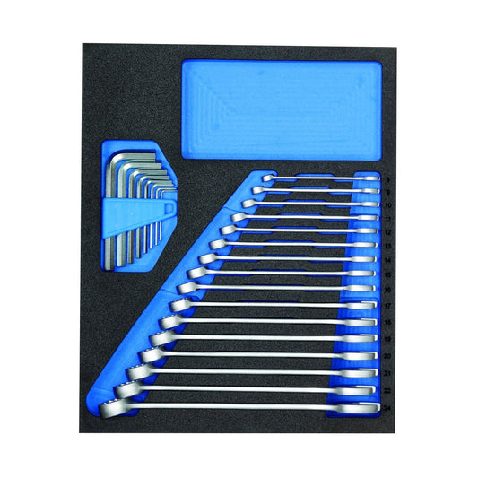 GEDORE TS CT2 - 7 - Juego de llaves combinadas y acodadas en módulo de espuma Check - Tool de doble cuerpo, 24 piezas - Ferrotecnia