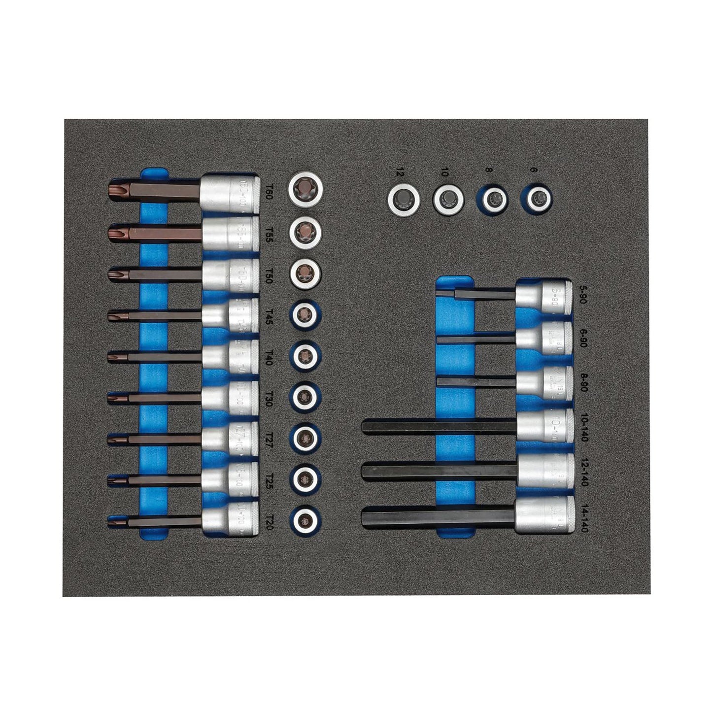 GEDORE TS CT2 - ITX19 - Juego de llaves de vaso destornillador de 1/2" en módulo de espuma Check - Tool de doble cuerpo, 28 piezas - Ferrotecnia