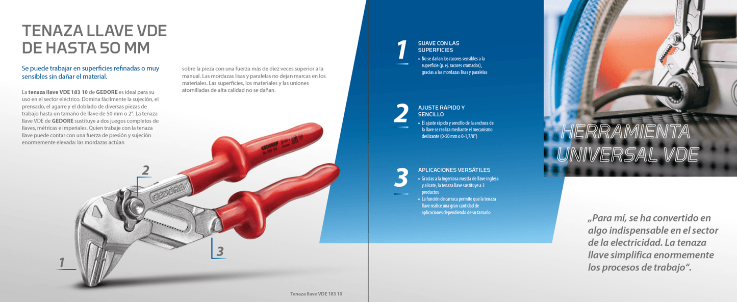 GEDORE VDE 183 10 - Tenaza llave aislada VDE - Ferrotecnia