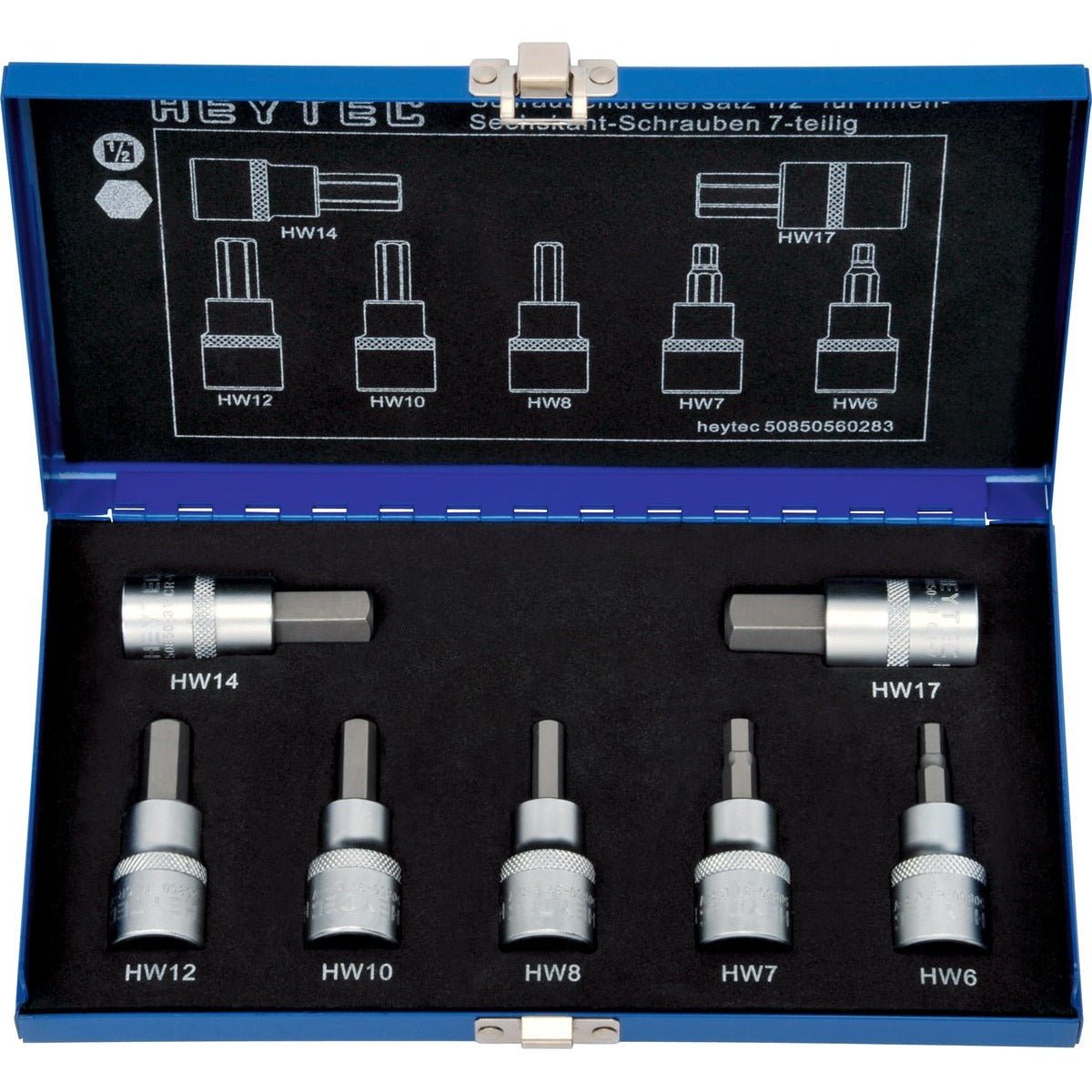 HEYTEC 50850560283 - Juego vasos atornillador hexagonales 1/2" 5086301 - Ferrotecnia