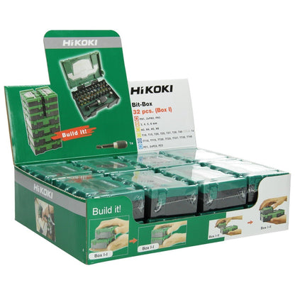 Hikoki 40030019 - Caja de puntas 1/4", 32 piezas, 25 mm, incl. portapuntas magnético, tamaño I