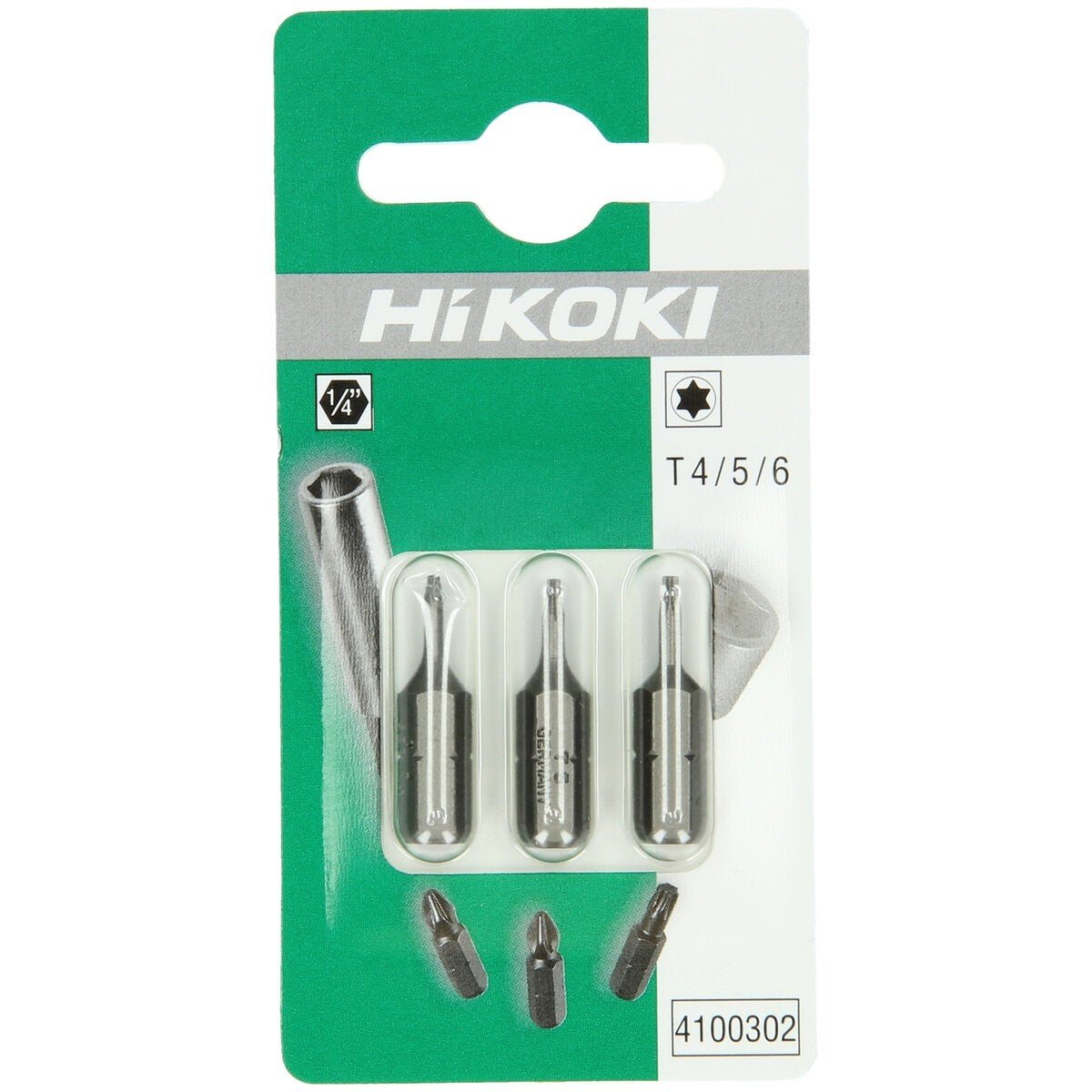 Hikoki 4100302 - 3 puntas 1/4" para tornillos Torx T4 / T5 / T6, 25mm