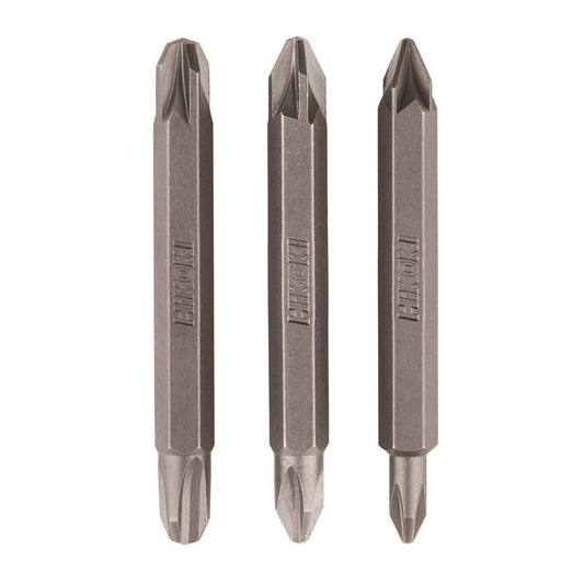 Hikoki 4100307 - 3 puntas 1/4" doble punta Phillips/Pozidrive PH1/PZ1, PH2/PZ2, PH3/PZ3, 60 mm