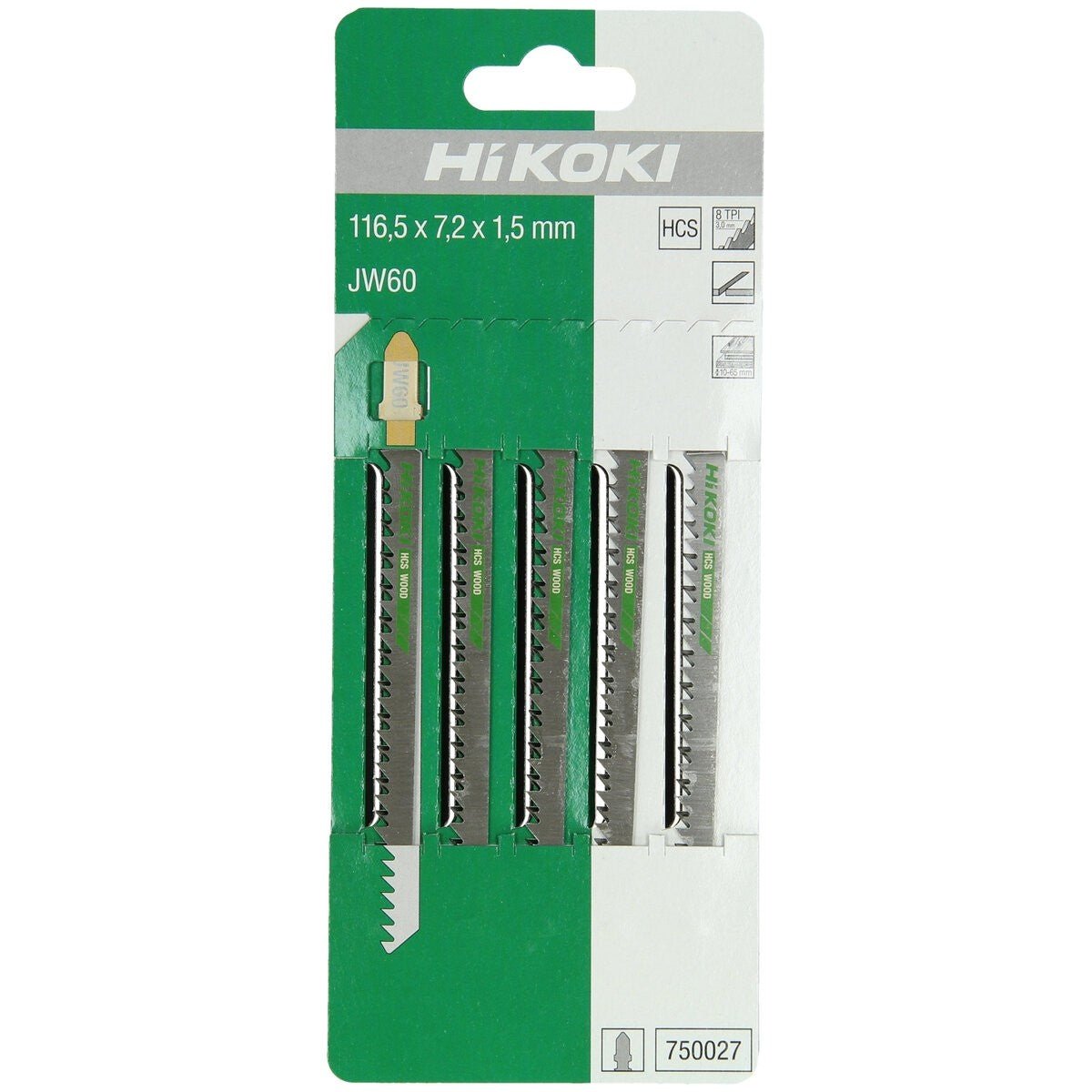 Hikoki 750027 - 5 hojas de sierra de calar madera HCS JW60/T301CD