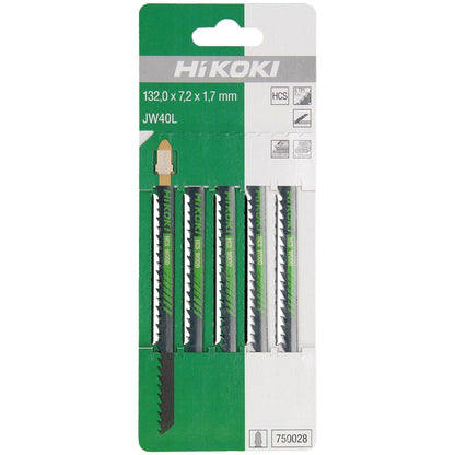 Hikoki 750028 - 5 hojas de sierra de calar madera HCS JW40L/T344DP