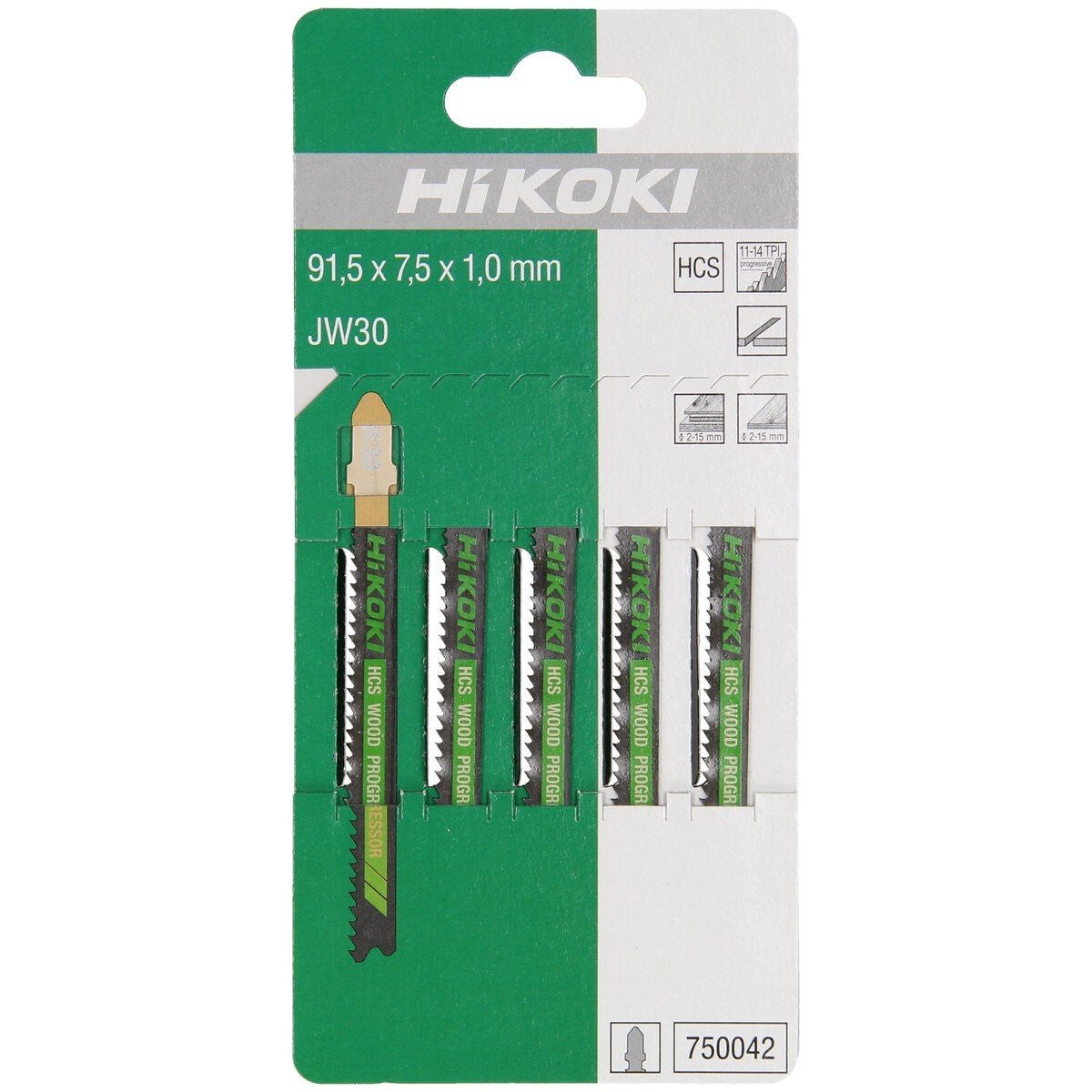 Hikoki 750042 - 5 hojas de sierra de calar madera HCS JW30/T119B
