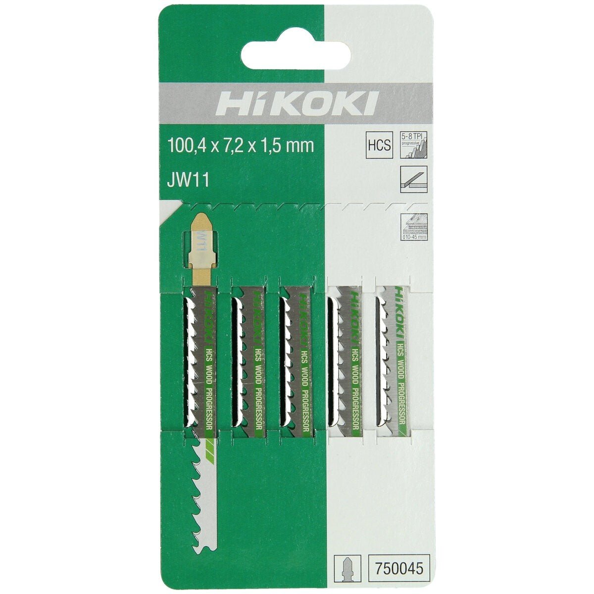 Hikoki 750045 - 5 hojas de sierra de calar madera HCS JW11/T101D