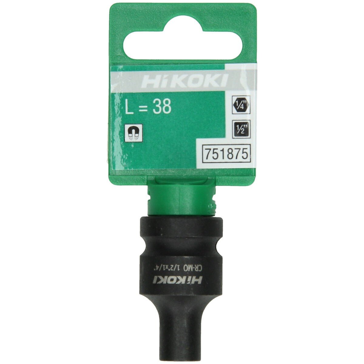 Hikoki 751875 - Llave de vaso 1/2" adaptador de broca interior 1/4", 38 mm, impacto, magnético