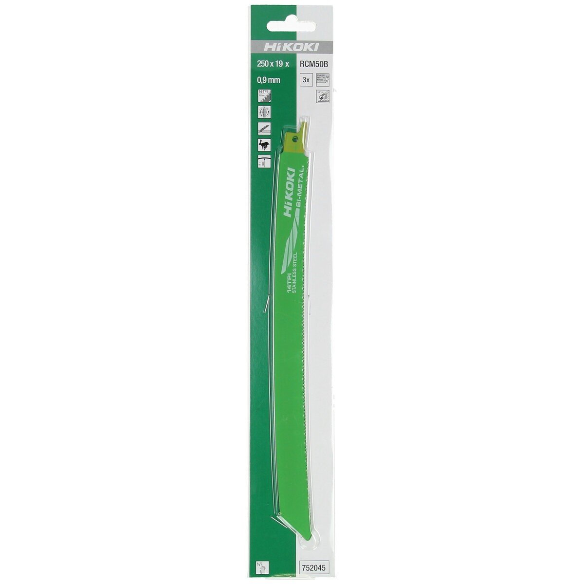 Hikoki 752045 - 3 hojas de sierra de sable acero inoxidable BIM RCM50B/No. 343
