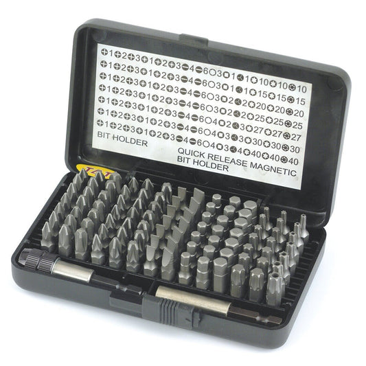 Hikoki 754000 - Caja de puntas 1/4", 100 piezas, 25 mm, incl. portapuntas magnético y cambio rápido de portapuntas magnético