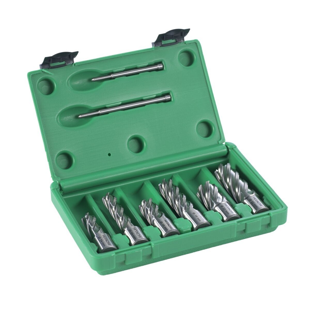 Hikoki 754499 - Juego de brocas huecas para metal HSS (7 piezas) 12/14/16/18/22/26x55 mm + expulsor