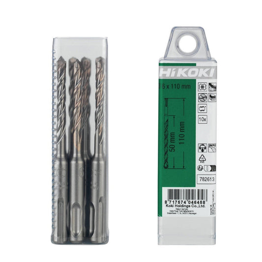 Hikoki 782603 - 10 brocas para martillo SDS-Plus 2 cortadores 5 x 50/110 mm