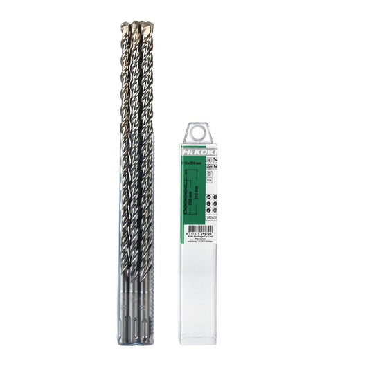 Hikoki 782638 - 10 brocas para martillo SDS-Plus 2 cortadores 10 x 250/310 mm