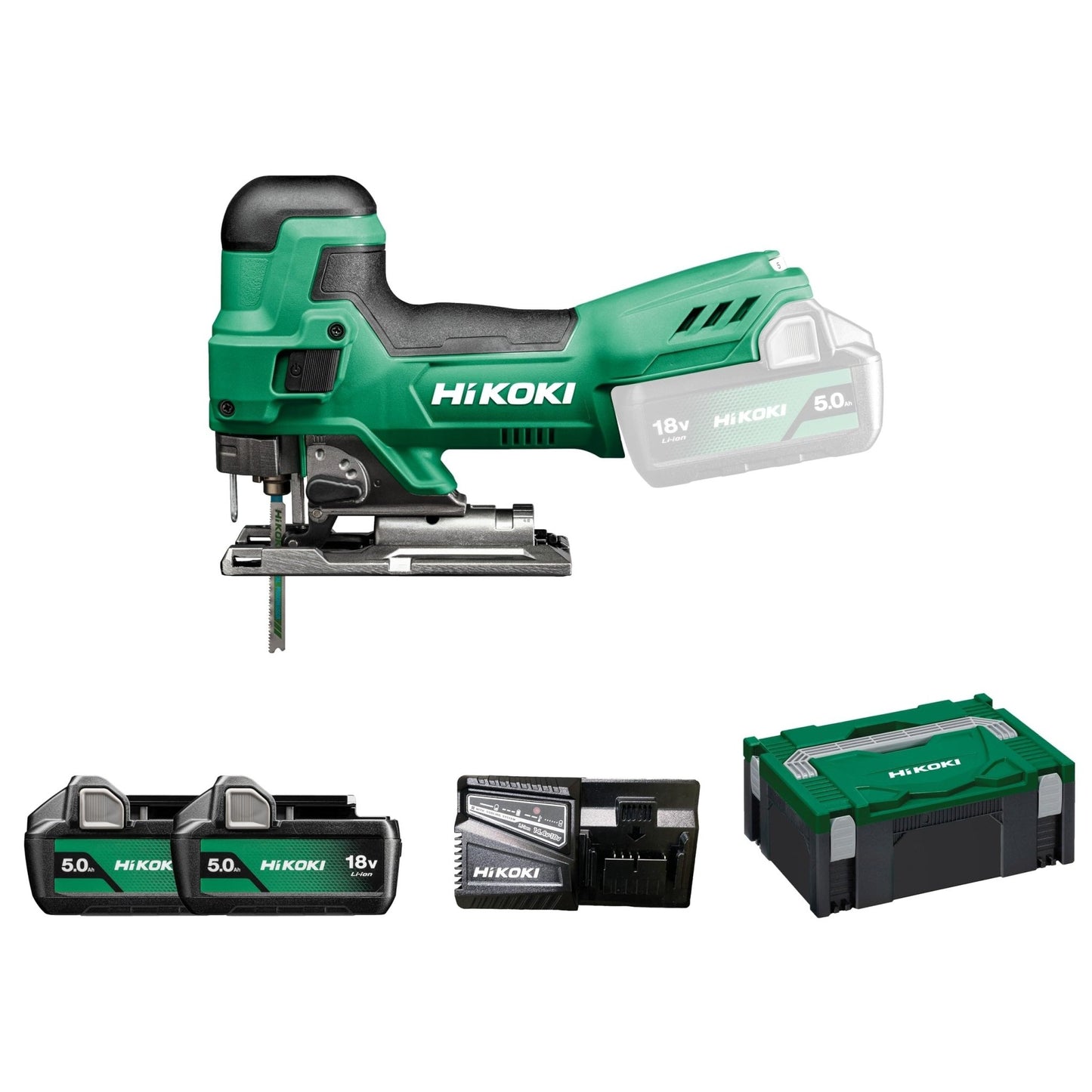 Hikoki CJ18DBWPZ - Sierra de calar de batería 18 V CJ18DB, 2 baterías 5,0 Ah y maletín HSC - Ferrotecnia