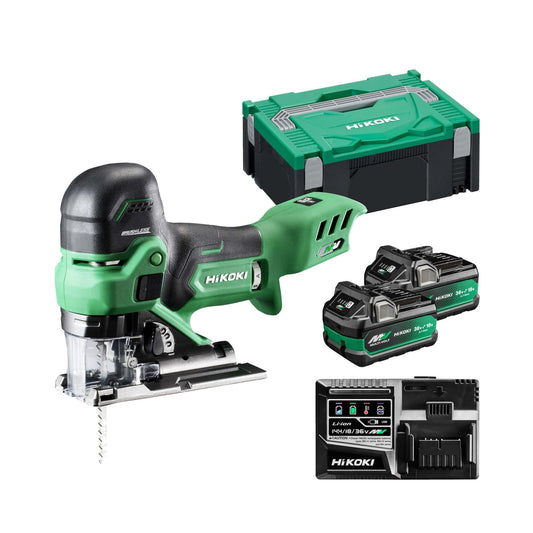Hikoki CJ36DBWRZ - Sierra de calar de batería 36 V CJ36DB, 2 baterías 2,5 Ah, corte 160 mm