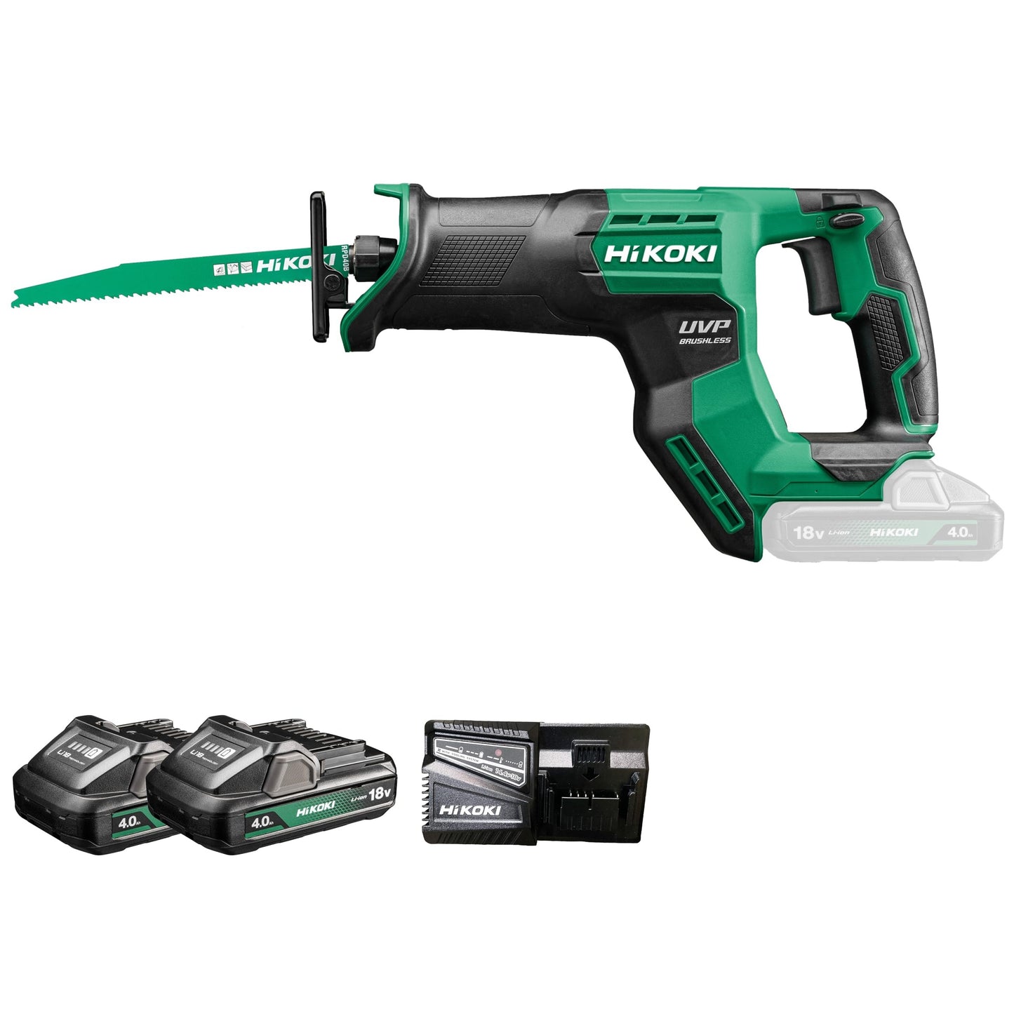 Hikoki CR18DMAWWZ - Sierra sable de batería 18 V CR18DMA, 2 baterías 4,0 Ah y maletín HSC