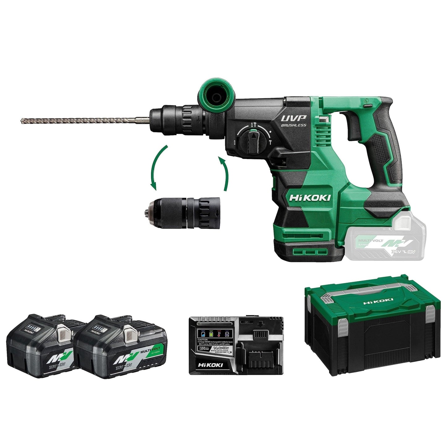 Hikoki DH3628DCWVZ - Martillo perforador de batería SDS-plus DH3628DC 36 V, 3,2 J, con portabrocas - Ferrotecnia
