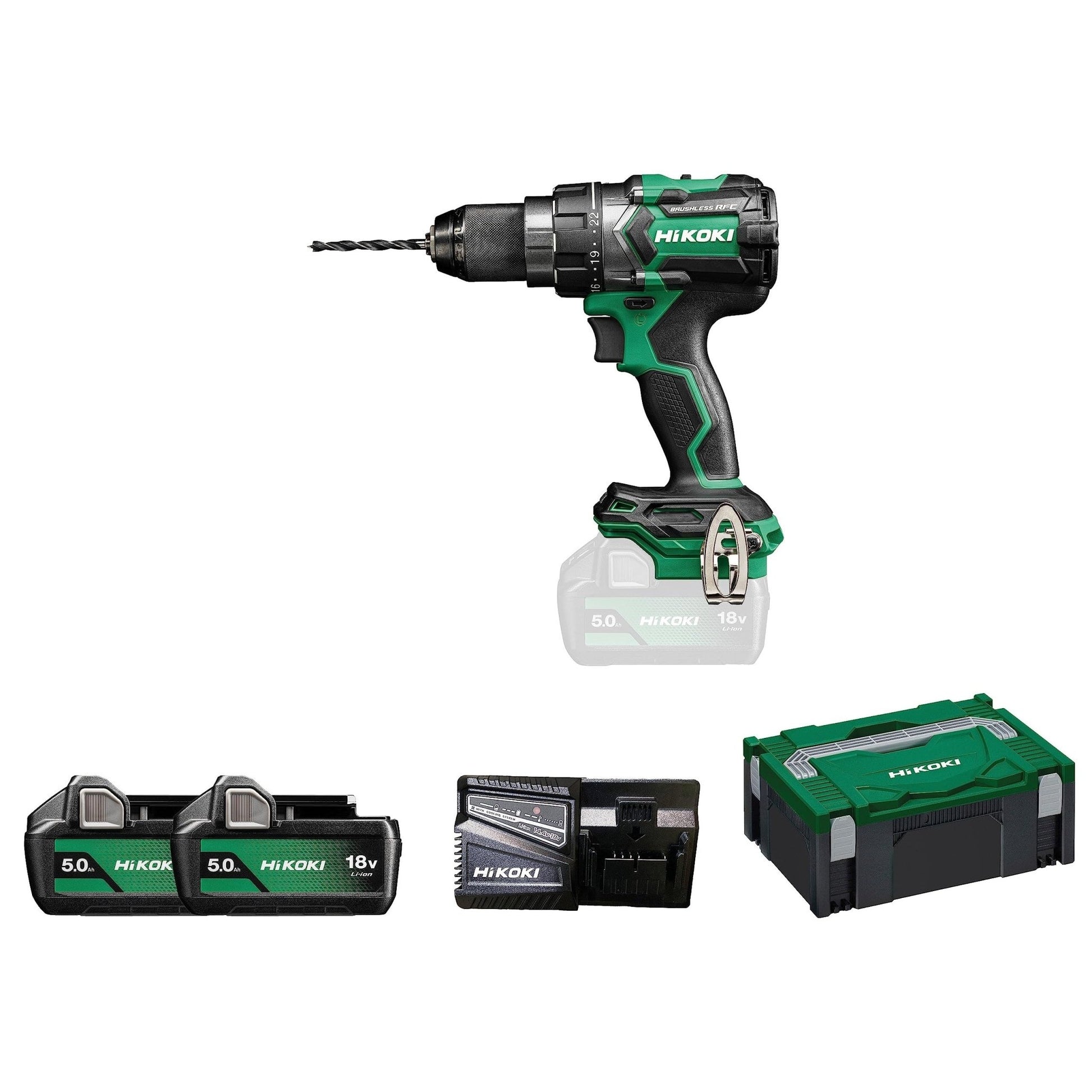 Hikoki DS18DCWPZ - Taladro atornillador de batería 18 V DS18DC, 140 Nm, 2 baterías 5,0 Ah - Ferrotecnia
