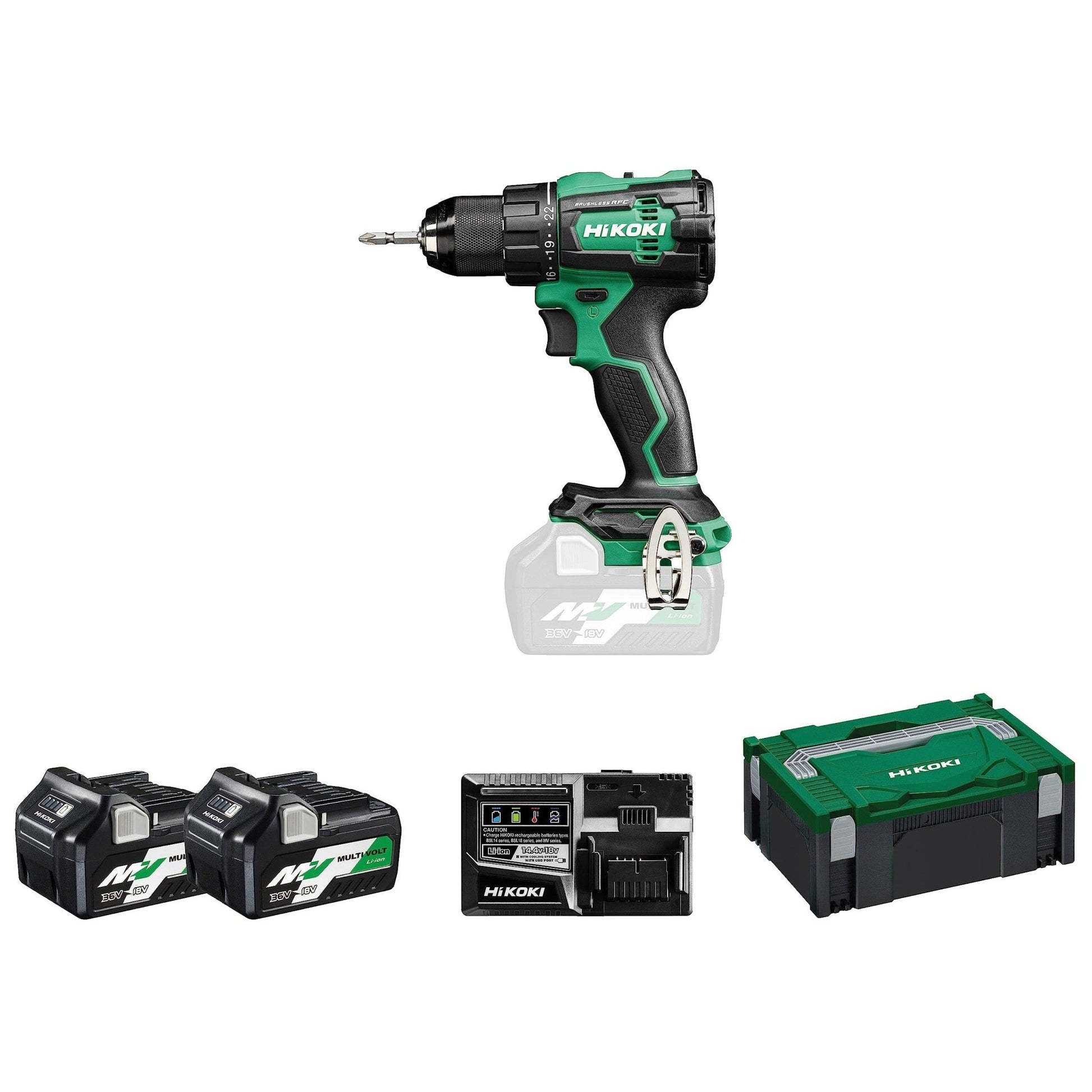 Hikoki DS18DEWRZ - Taladro atornillador de batería 18 V DS18DE, 70 Nm, 2 baterías 5,0 Ah - Ferrotecnia