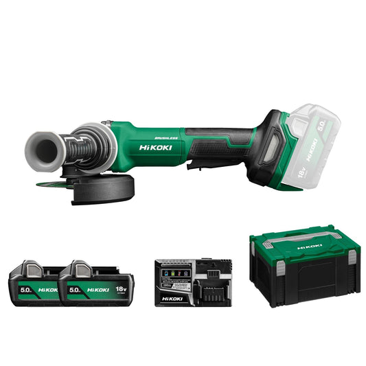 Hikoki G1813DFWQZ - Amoladora angular de batería G1813DF 18V 125 mm, paleta, 2x5,0 Ah, maletín - Ferrotecnia