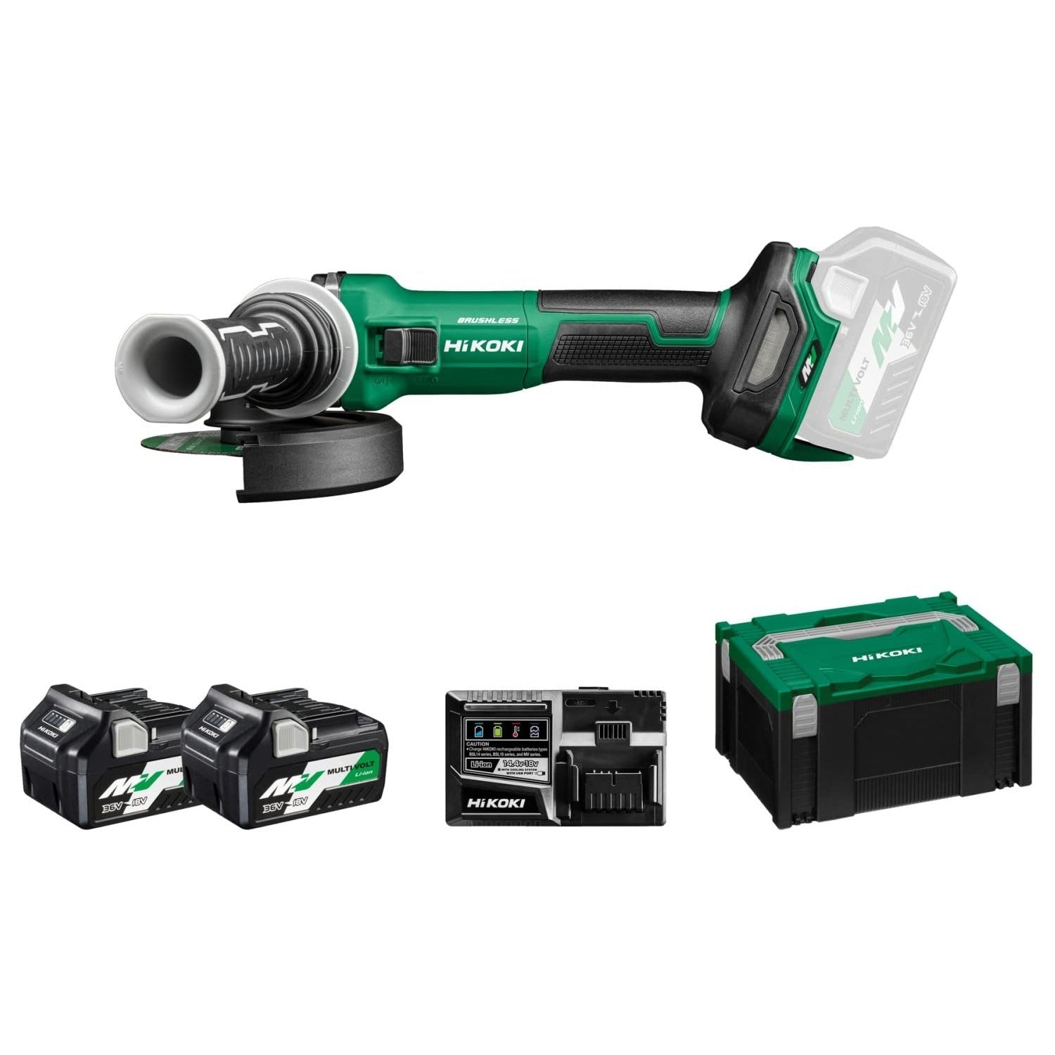 Hikoki G3613DEWQZ - Amoladora angular de batería G3613DE 36V 125 mm, 2x2,5 Ah, maletín - Ferrotecnia
