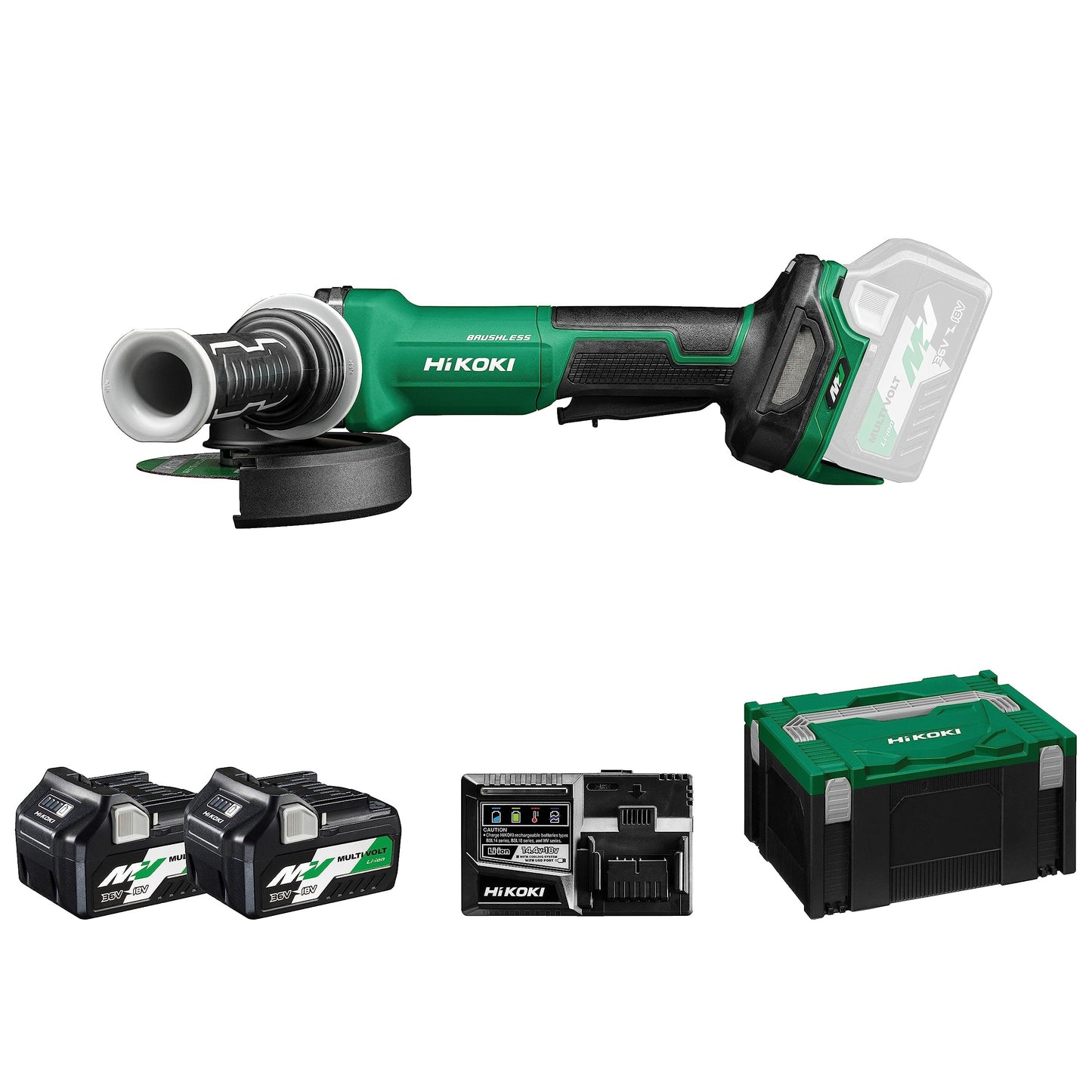 Hikoki G3613DVFWQZ - Amoladora angular de batería G3613DVF 36V 125 mm, paleta, 2x2,5 Ah, maletín