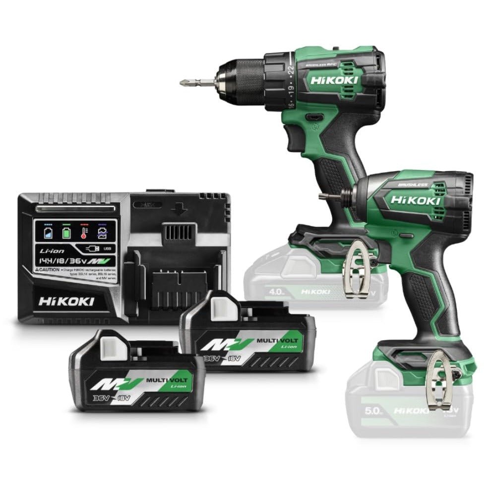 Hikoki KC18DEWAZ - Kit 18V taladro atornillador DS18DE + atornillador de impacto WH18DE, 2x5,0 Ah, maletín - Ferrotecnia
