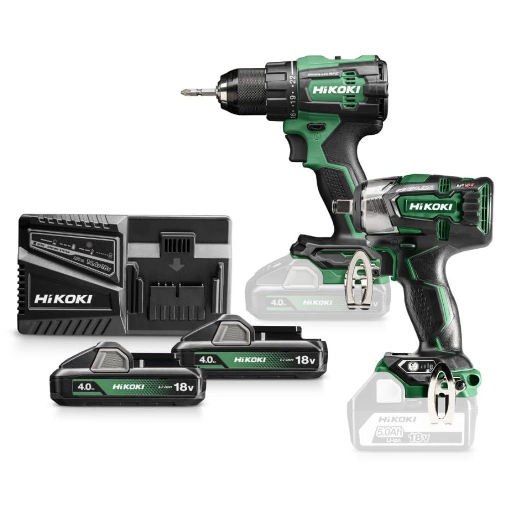Hikoki KC18DEWFZ - Kit 18V taladro atornillador DS18DE + llave de impacto WR18DBDL2, 2x4,0 Ah, maletín - Ferrotecnia