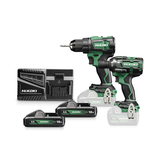 Hikoki KC18DEWLZ - Kit 18V taladro atornillador DS18DE + llave de impacto WR18DH, 2x4,0 Ah, maletín - Ferrotecnia