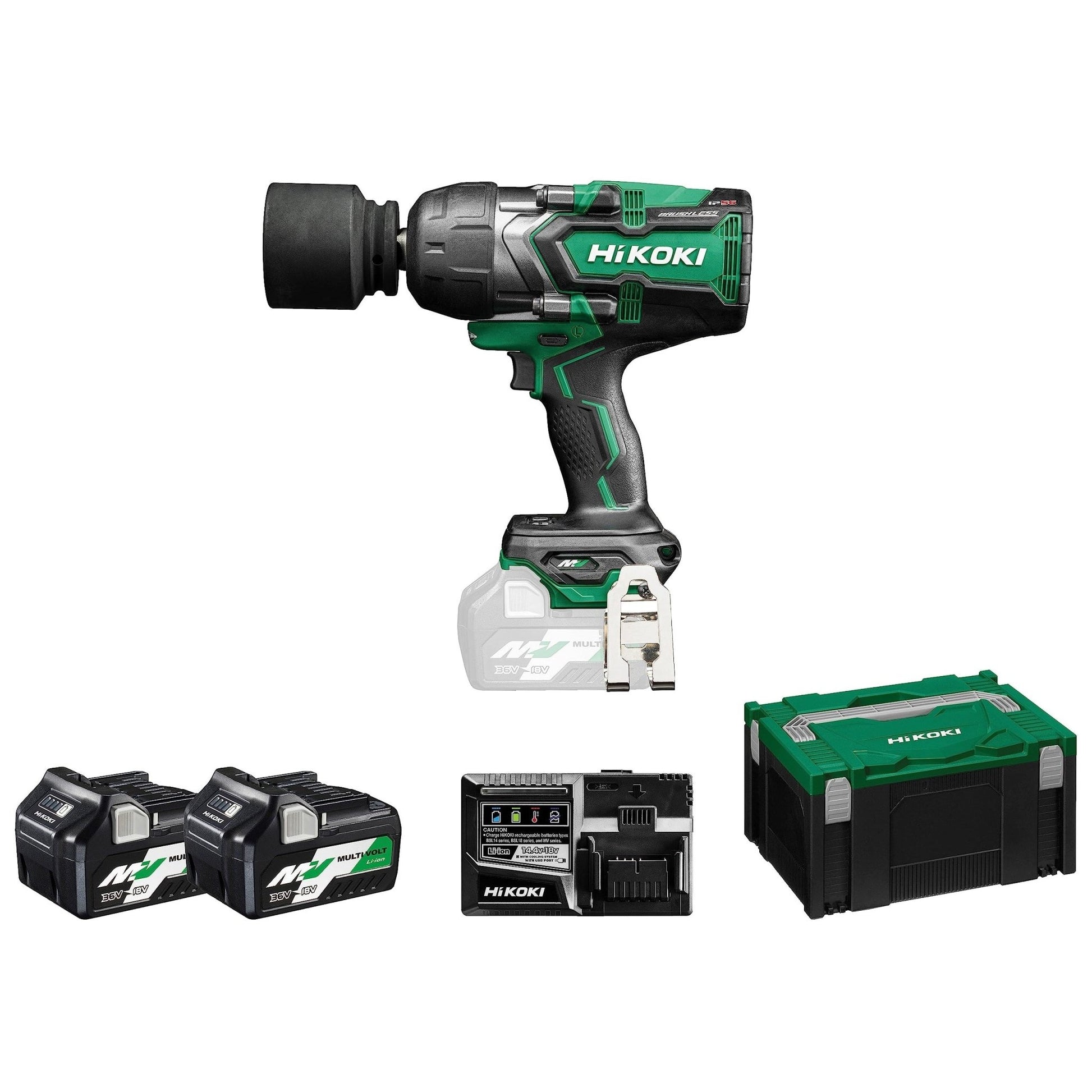 Hikoki WR36DFWRZ - Llave de impacto de batería 36 V 3/4" 1900 Nm, 2 baterías 2,5 Ah y maletín - Ferrotecnia