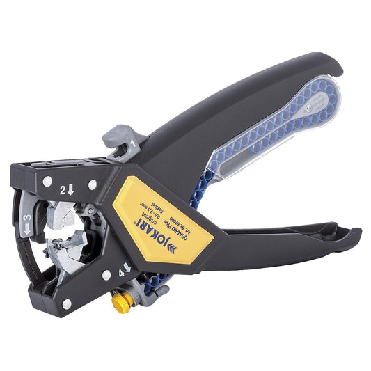 Jokari J62000 - Herramienta de corte, pelado, torsión y crimpación de cables QUADRO Plus (0,5-2,5 mm²)