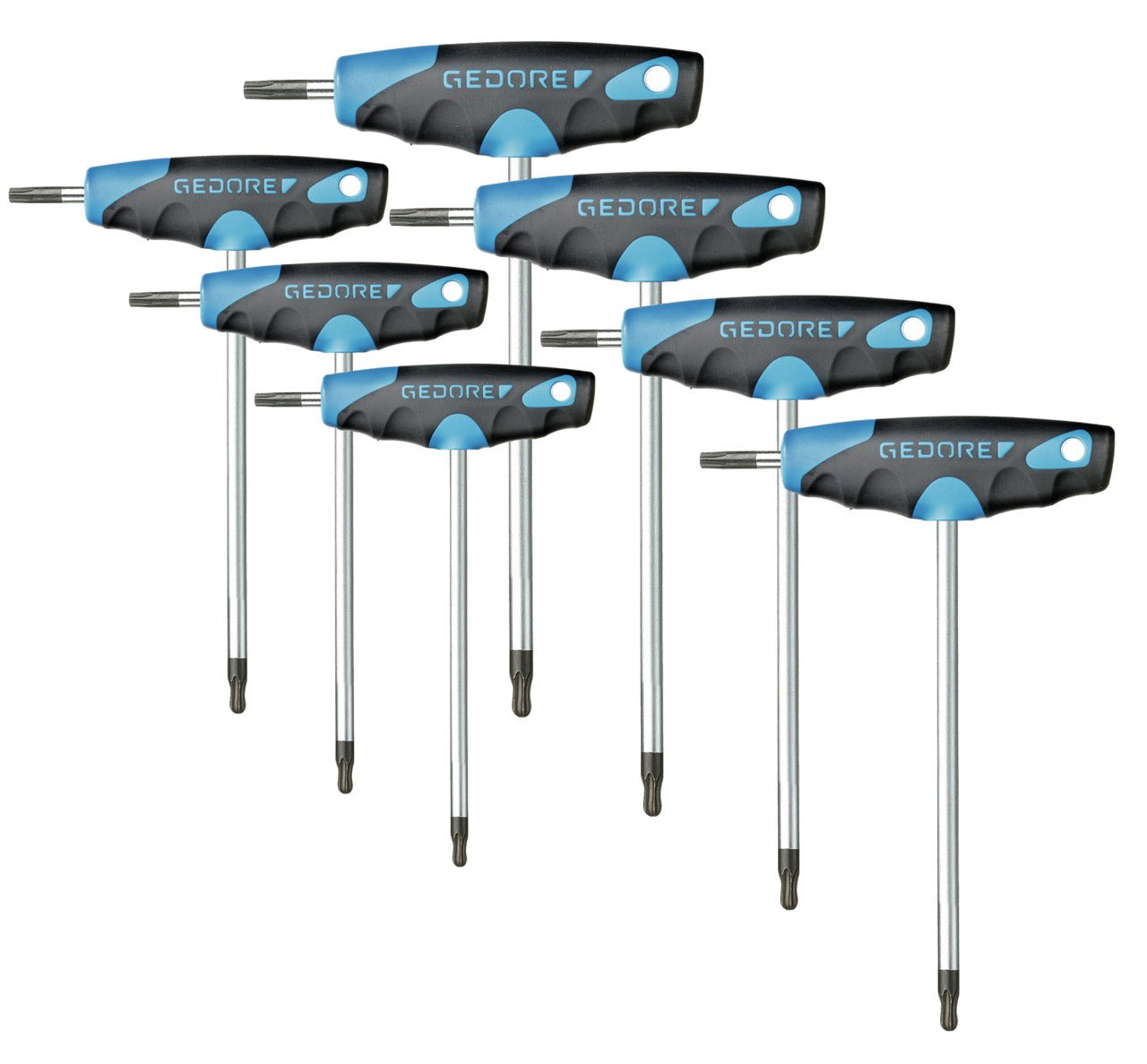 Juego de 7 llaves Torx (TX) acodadas con mango en T - Ferrotecnia
