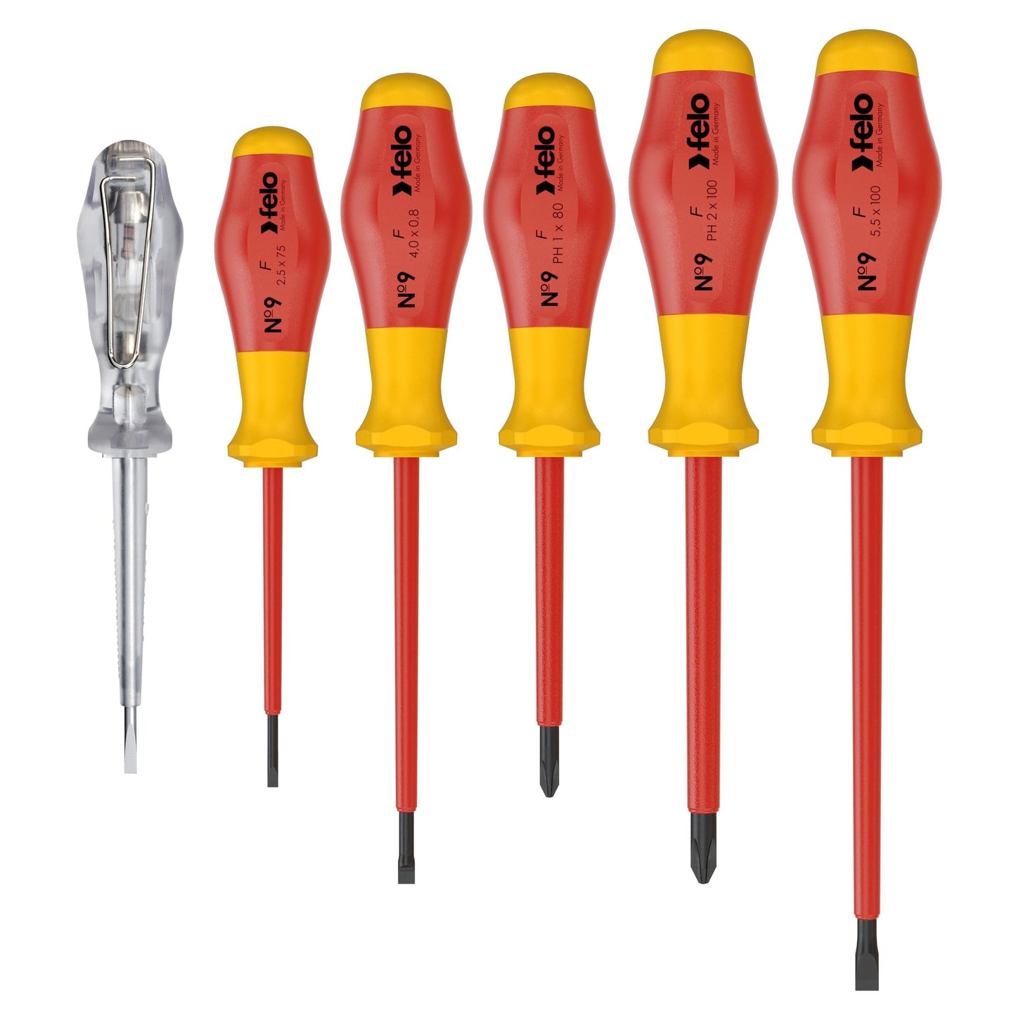 Felo 91396198 - Felo Series No. 9 VDE insulated screwdriver set (Flat, PH and pole finder / 6 pcs.)