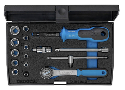 Juego de vasos Unit Drive de 1/4" Gedore D 20 EMU-3 · 17 piezas - Ferrotecnia
