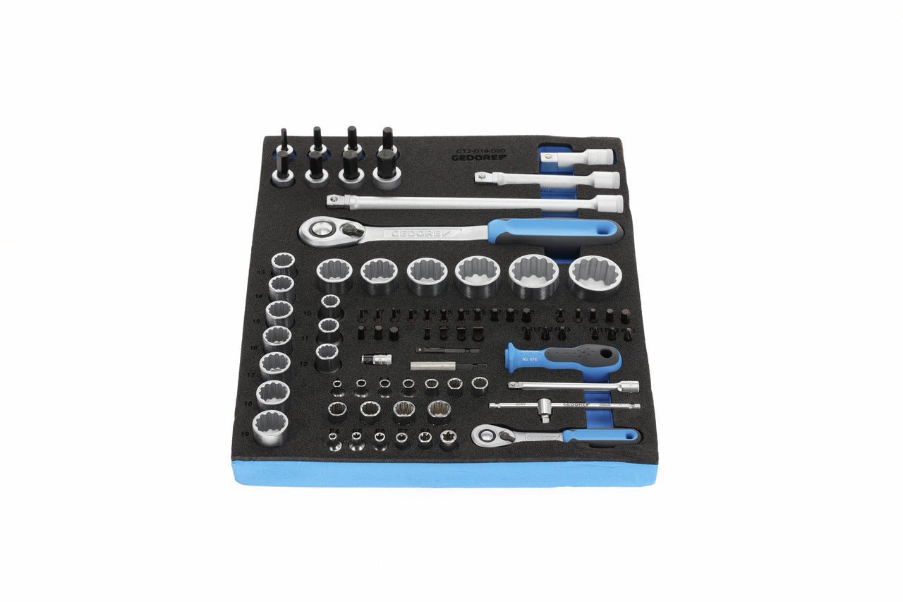 Juego de vasos y puntas 1/4"+1/2" (módulo Check-Tool) Gedore TS CT2-D19-D20 · 81 piezas - Ferrotecnia