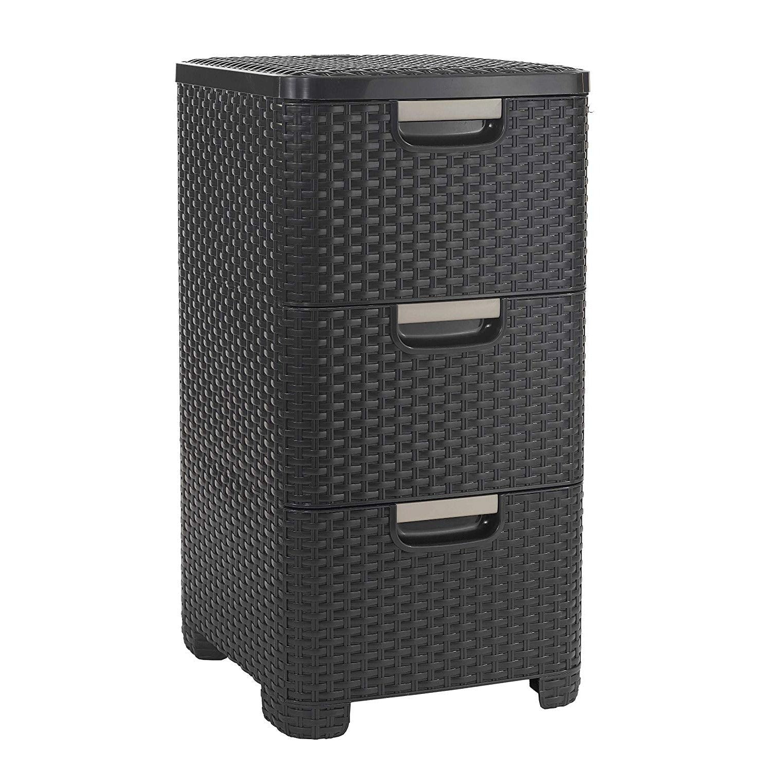 Keter 206313 - Cajonera Style de 3 cajones 14 L efecto ratán marrón 33x38x63 cm - Ferrotecnia