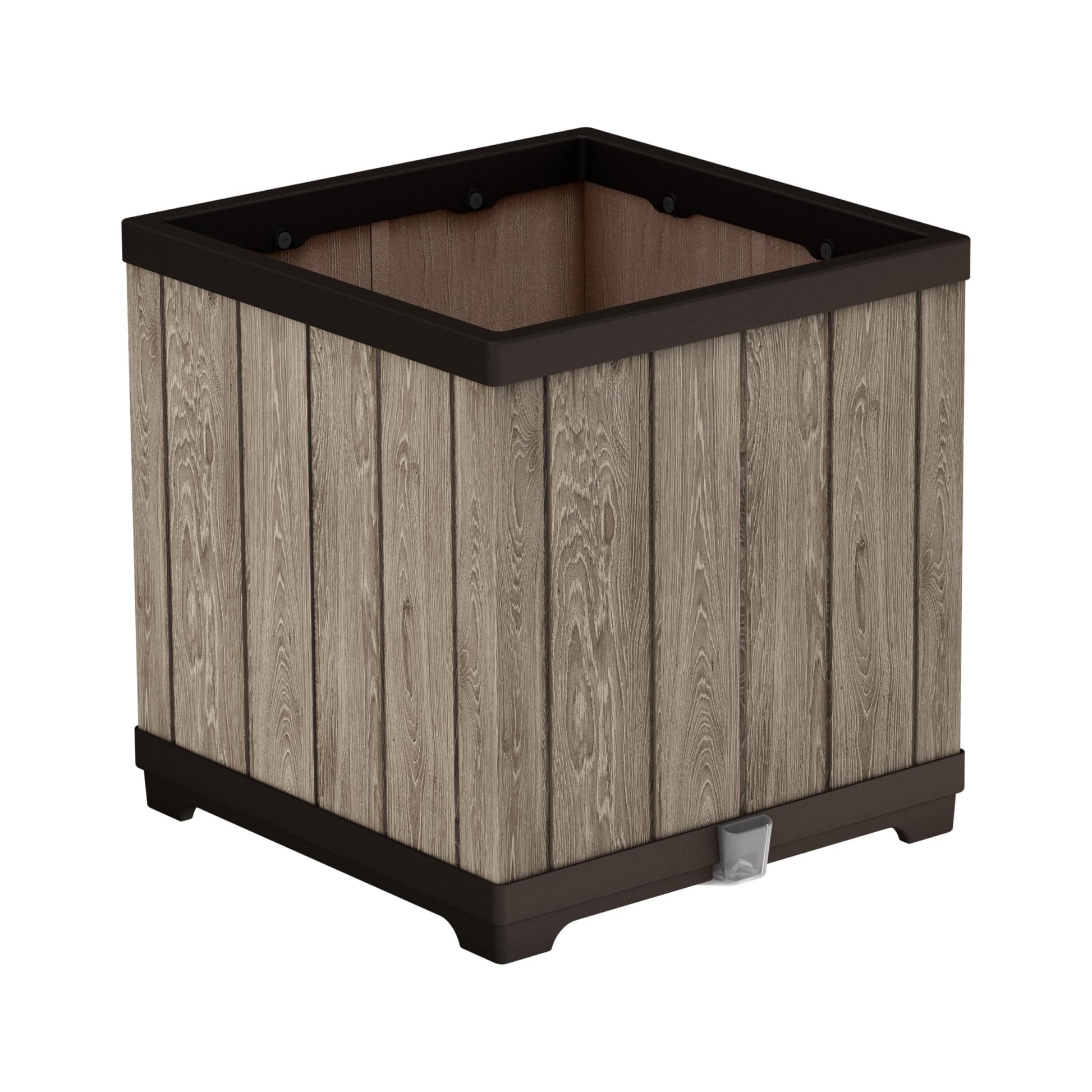 Keter 262635 - Macetero de resina Deco cuadrado 61 L 45,5x45,5x45,5 cm gris fresno y marrón