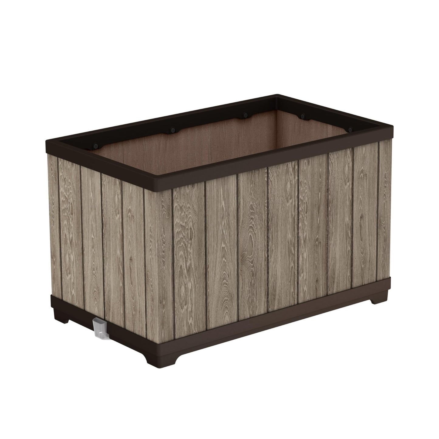 Keter 262636 - Jardinera de resina Deco Rectangle con autorriego 76x45,5x45,5 cm fresno