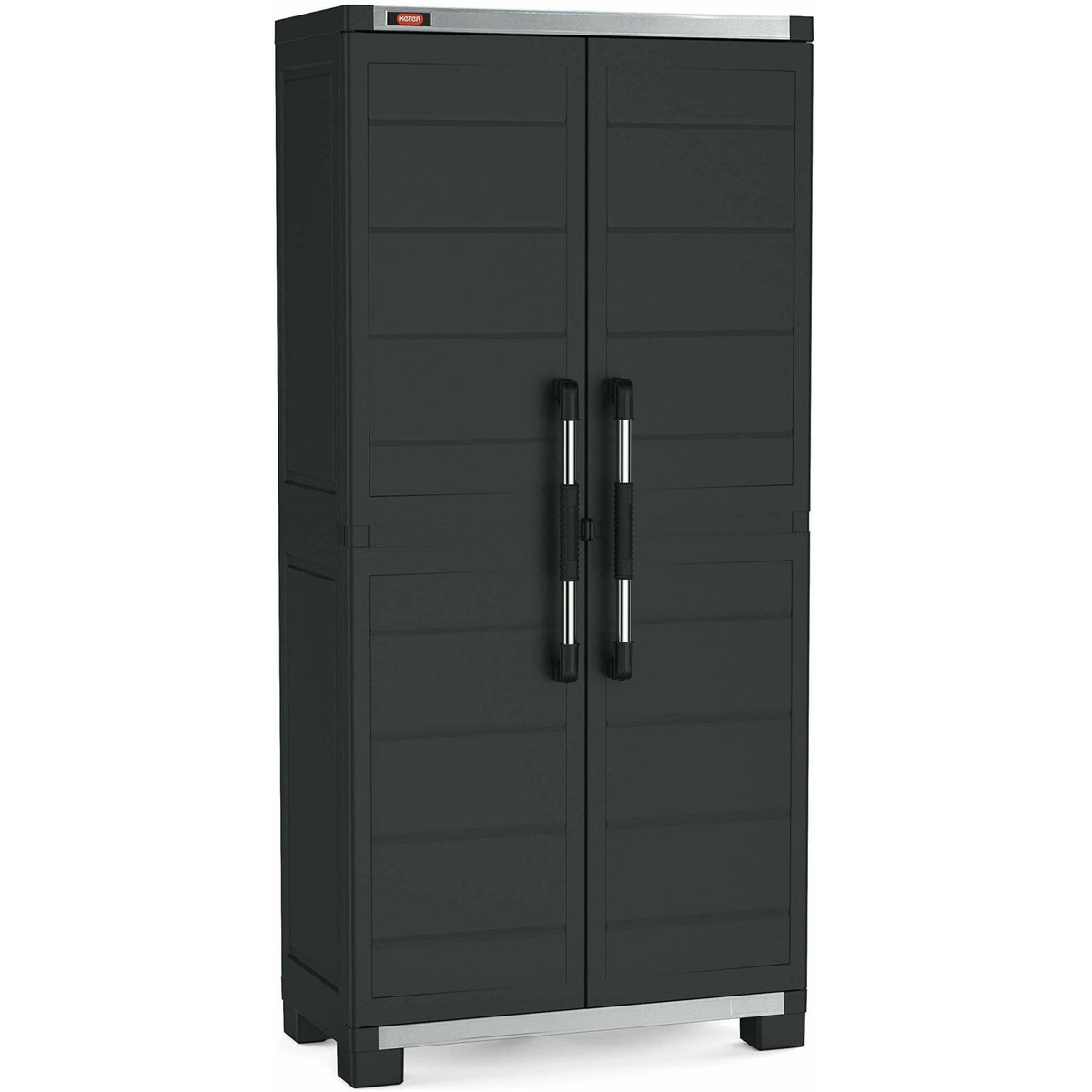 Keter Armario Garaje Alto|Amario Alto de almacenaje|Resina|2 Puertas y 3 baldas Regulables en Altura|Color Negro|173 x 68 x 39 cm - Ferrotecnia
