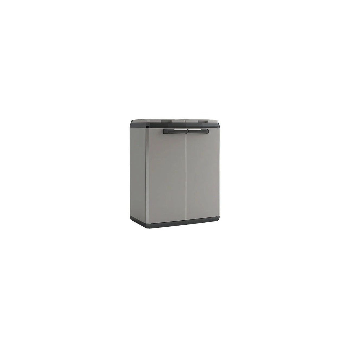 Keter Armario Split Reciclaje|Contenedor con tapa para la recogida diferenciada|Resina|2 puertas y capacidad 2 bolsas|Colo Gris| 68 x 39 x 85 cm - Ferrotecnia
