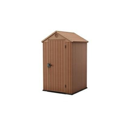 Keter Caseta de jardín Darwin 4 x 4, Acabado Efecto Madera, Color marrón, 1,4 m², 125,8 x 117 x 205 cm - Ferrotecnia