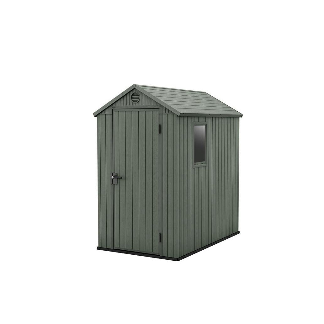Keter Caseta Jardin Exterior Resina Darwin 4x6,2,2m2,Efecto Madera,Ventana